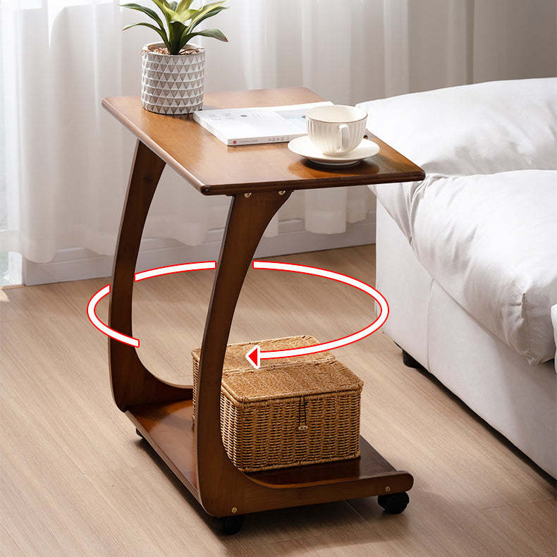 Minimalist C-Shape Bamboo End Table 2-Tier