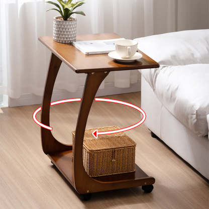 Minimalist C-Shape Bamboo End Table 2-Tier