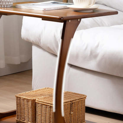 Minimalist C-Shape Bamboo End Table 2-Tier