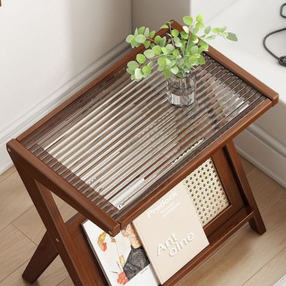 Minimalist Triangle Support Glass End Table