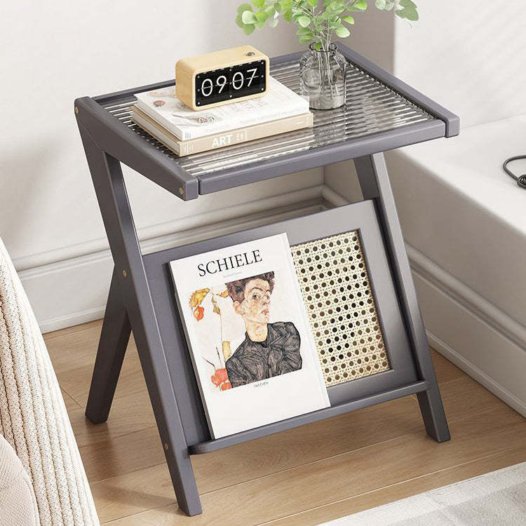 Minimalist Triangle-Support Glass 1-Tier End Table