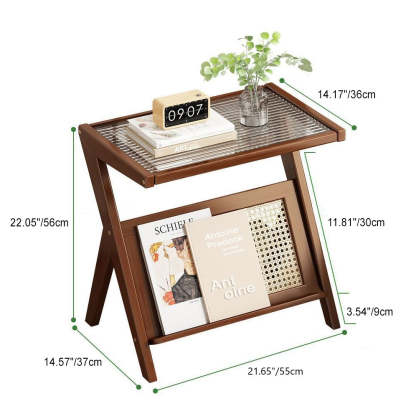 Minimalist Triangle-Support Glass 1-Tier End Table — Tea Color
