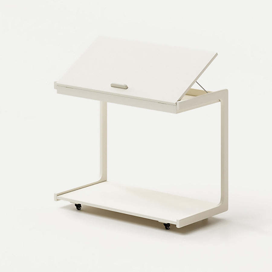 Contemporary U-Shape Tiltable Solid Wood 2-Tier End Table