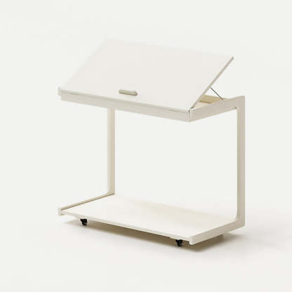 Contemporary U-Shape Tiltable Solid Wood 2-Tier End Table