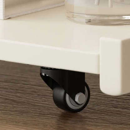Contemporary U-Shape Tiltable Solid Wood 2-Tier End Table — White