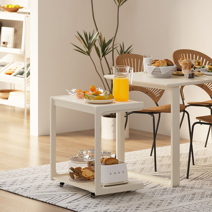 Contemporary U-Shape Tiltable Solid Wood 2-Tier End Table