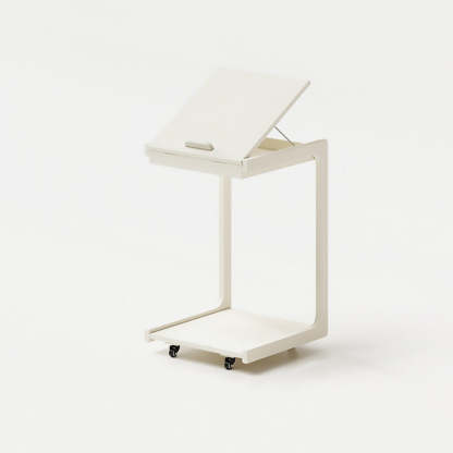 Contemporary U-Shape Tiltable Solid Wood 2-Tier End Table