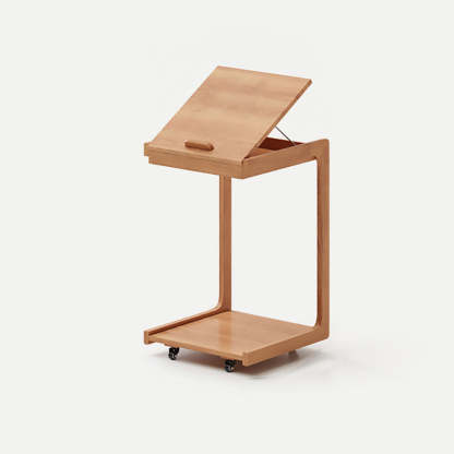Contemporary U-Shape Tiltable Solid Wood 2-Tier End Table