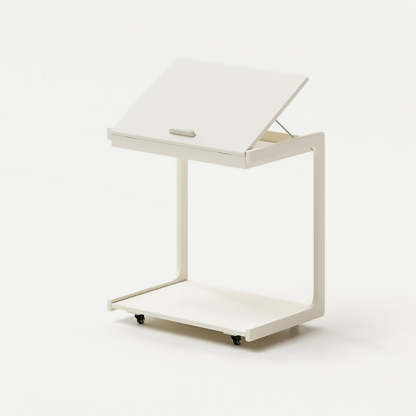 Contemporary U-Shape Tiltable Solid Wood 2-Tier End Table