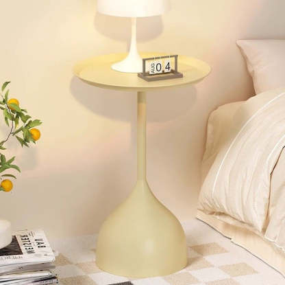 Vintage Wine Glass Iron End Table — Beige