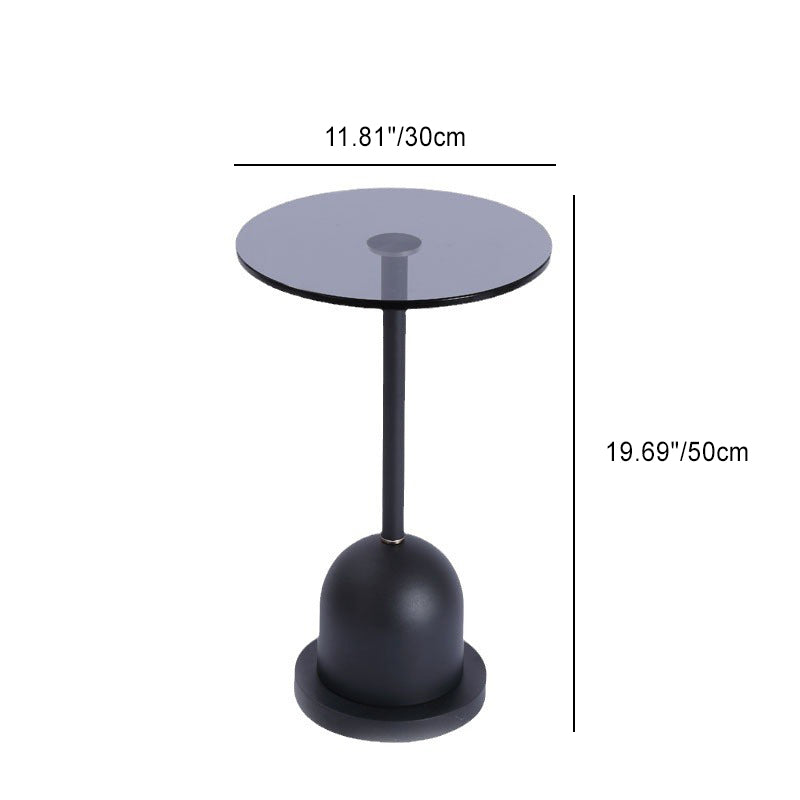 Minimalist Column Glass Metal End Table