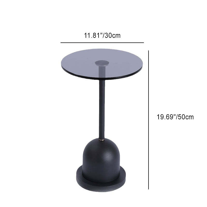 Minimalist Column Glass Metal End Table