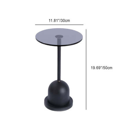 Minimalist Column Glass Metal End Table
