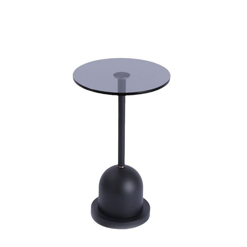Minimalist Column Glass Metal End Table