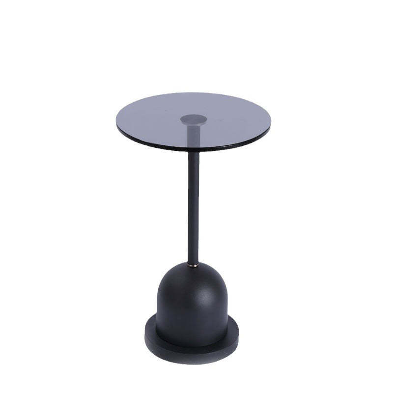 Minimalist Column Glass Metal End Table