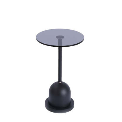 Minimalist Column Glass Metal End Table