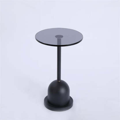 Minimalist Column Glass Metal End Table