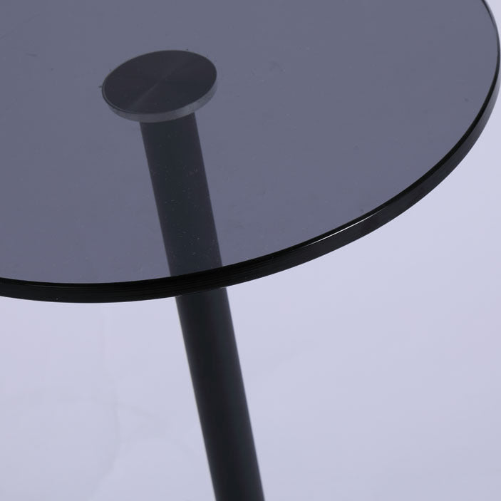 Minimalist Column Glass Metal End Table