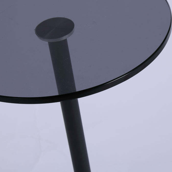 Minimalist Column Glass Metal End Table