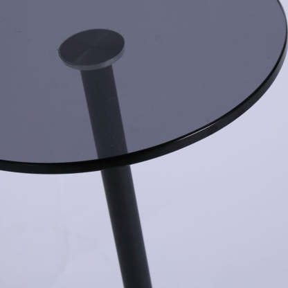 Minimalist Column Glass Metal End Table