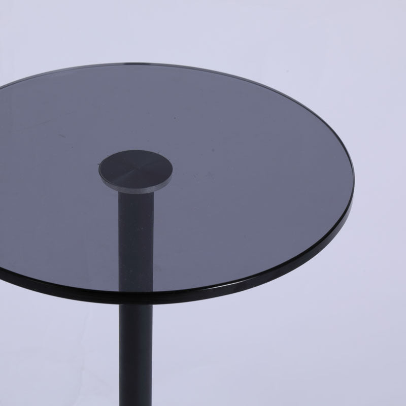 Minimalist Column Glass Metal End Table