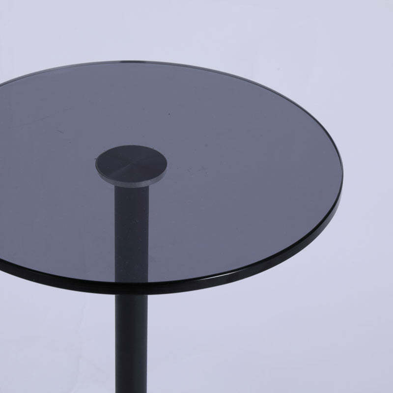 Minimalist Column Glass Metal End Table