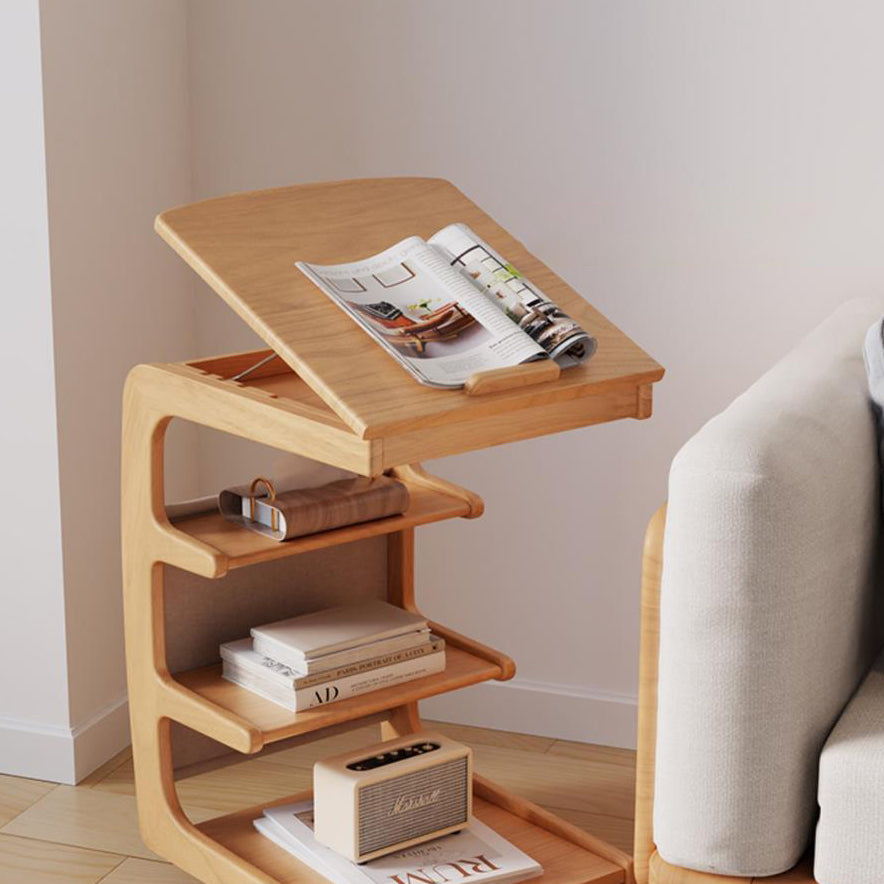 Minimalist Removable Rubberwood End Table 4-Tier