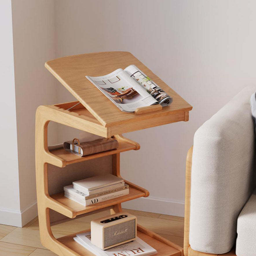 Minimalist Removable Rubberwood End Table 4-Tier