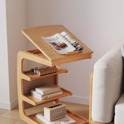 Minimalist Removable Rubberwood End Table 4-Tier