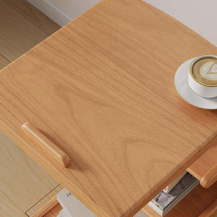 Minimalist Removable Rubberwood End Table 4-Tier