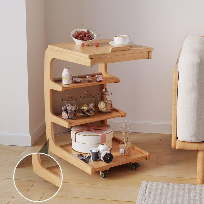 Minimalist Removable Rubberwood End Table 4-Tier