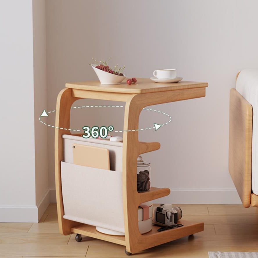 Minimalist Removable Rubberwood End Table 4-Tier — Original Wood Color