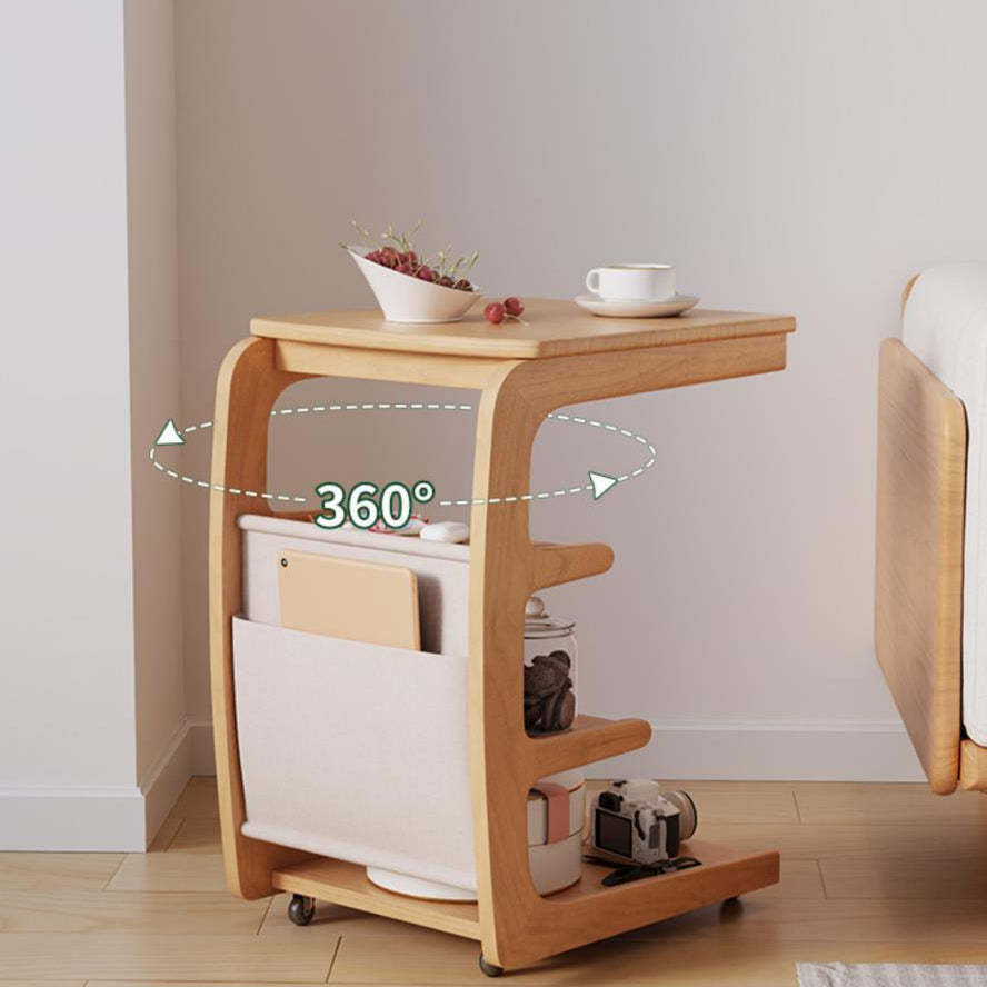 Minimalist Removable Rubberwood End Table 4-Tier — Original Wood Color