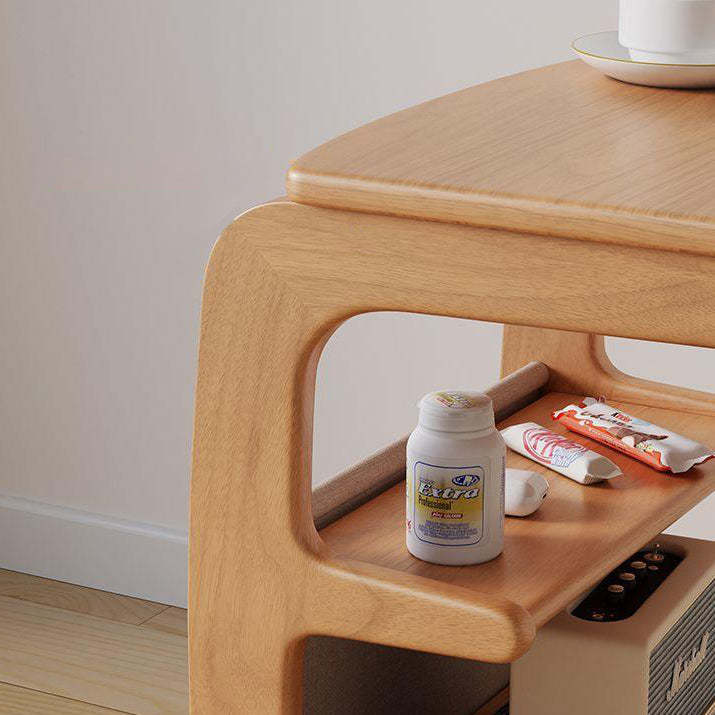 Minimalist Removable Rubberwood End Table 4-Tier