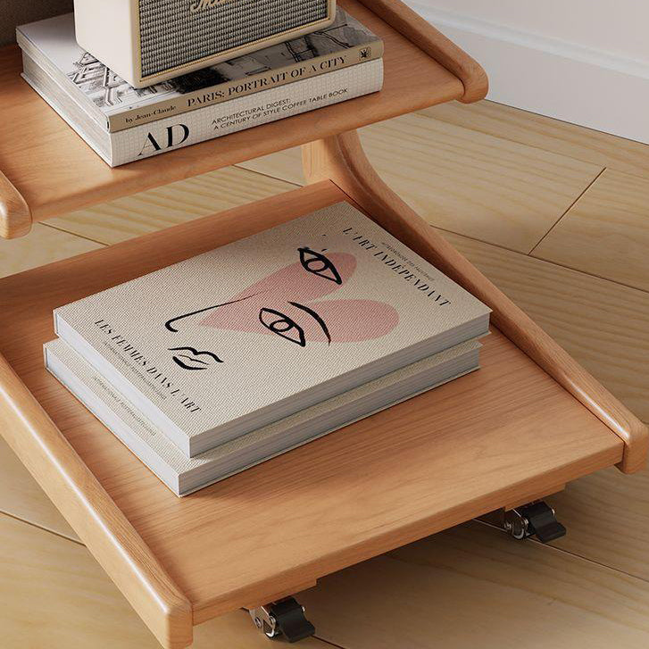 Minimalist Removable Rubberwood End Table 4-Tier
