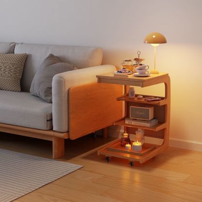 Minimalist Removable Rubberwood End Table 4-Tier