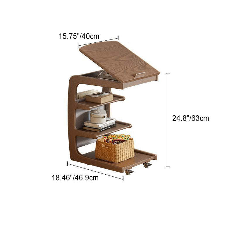 Minimalist Removable Rubberwood End Table 4-Tier — Original Wood Color