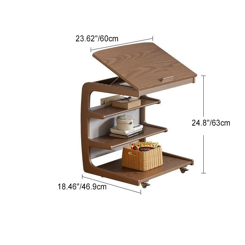 Minimalist Removable Rubberwood End Table 4-Tier