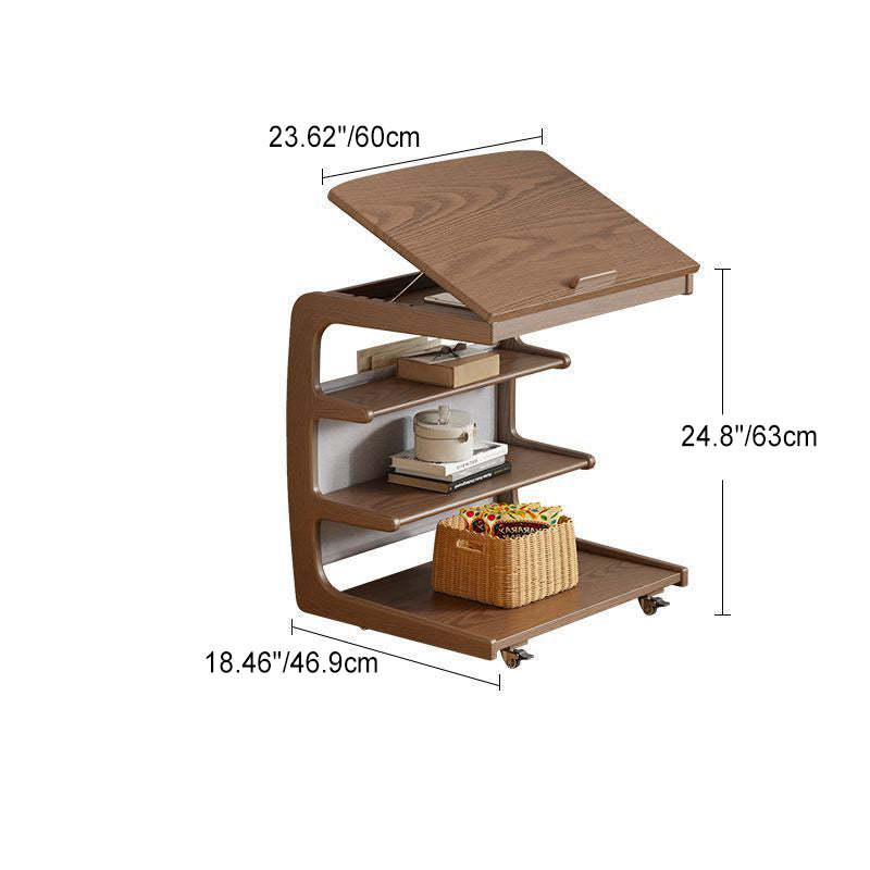 Minimalist Removable Rubberwood End Table 4-Tier