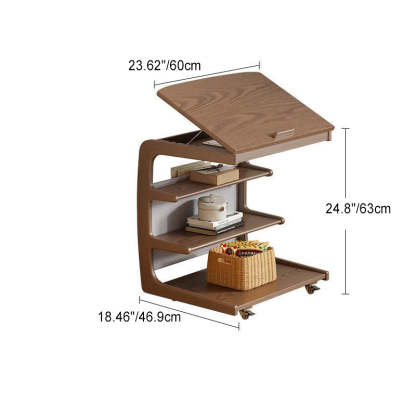 Minimalist Removable Rubberwood End Table 4-Tier