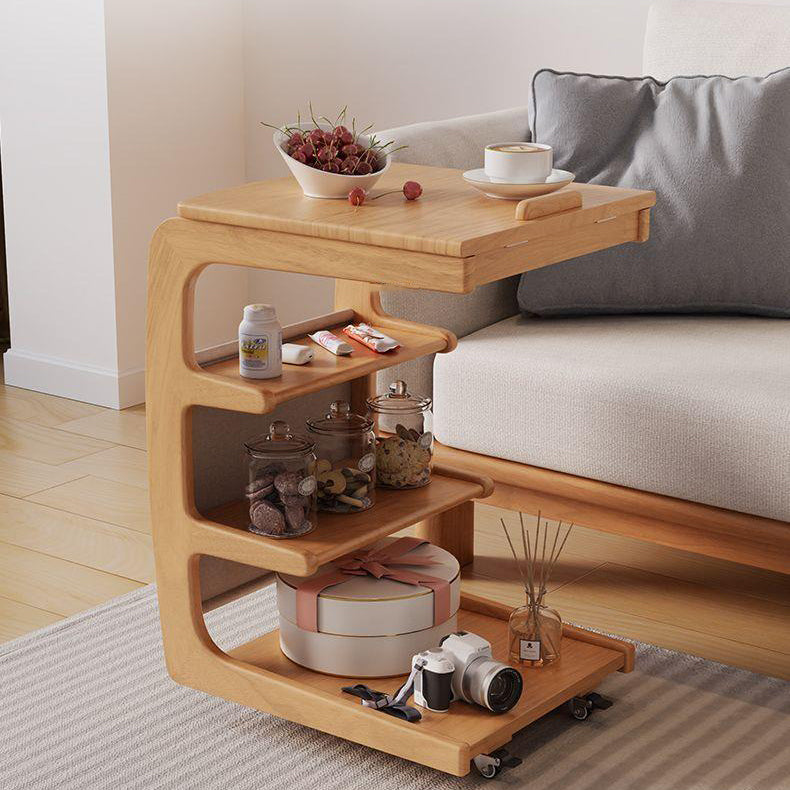 Minimalist Removable Rubberwood End Table 4-Tier