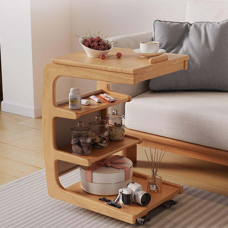 Minimalist Removable Rubberwood End Table 4-Tier