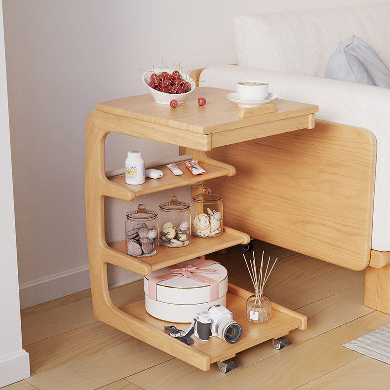 Minimalist Removable Rubberwood End Table 4-Tier