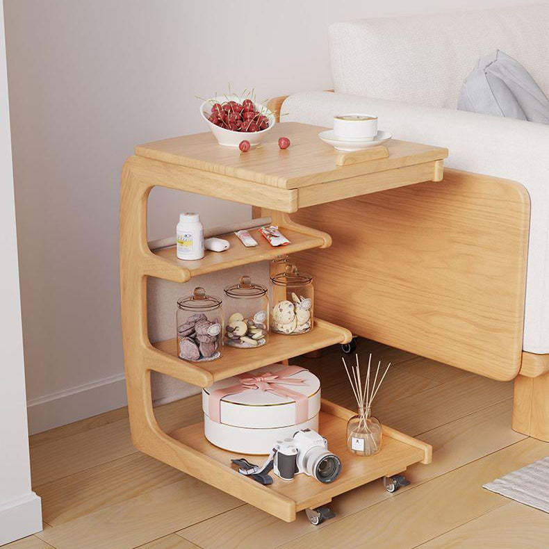 Minimalist Removable Rubberwood End Table 4-Tier
