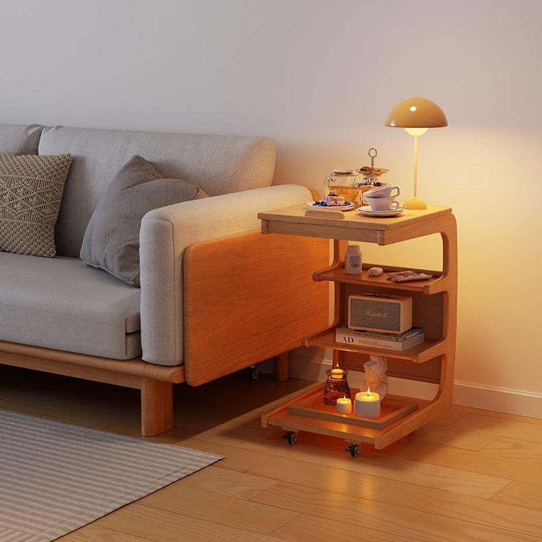 Minimalist Removable Rubberwood End Table 4-Tier