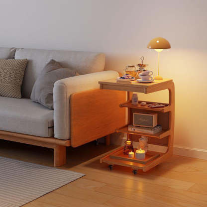 Minimalist Removable Rubberwood End Table 4-Tier