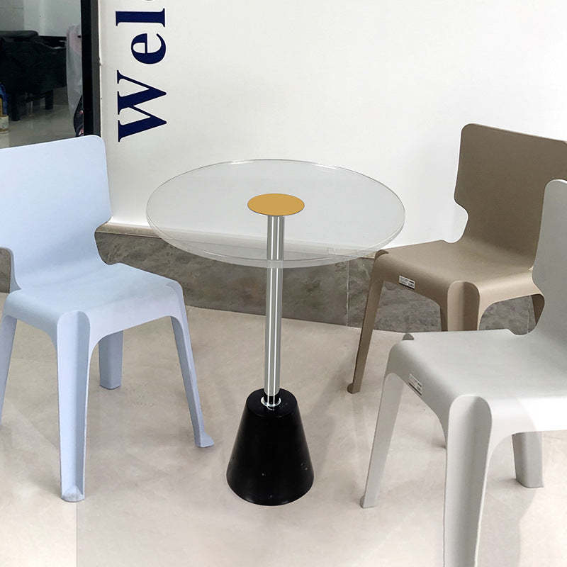 Modern Cylinder Cone Acrylic Marble End Table — Cone / Black