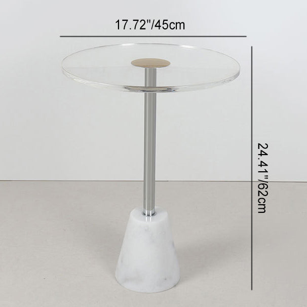 Modern Cylinder Cone Acrylic Marble End Table
