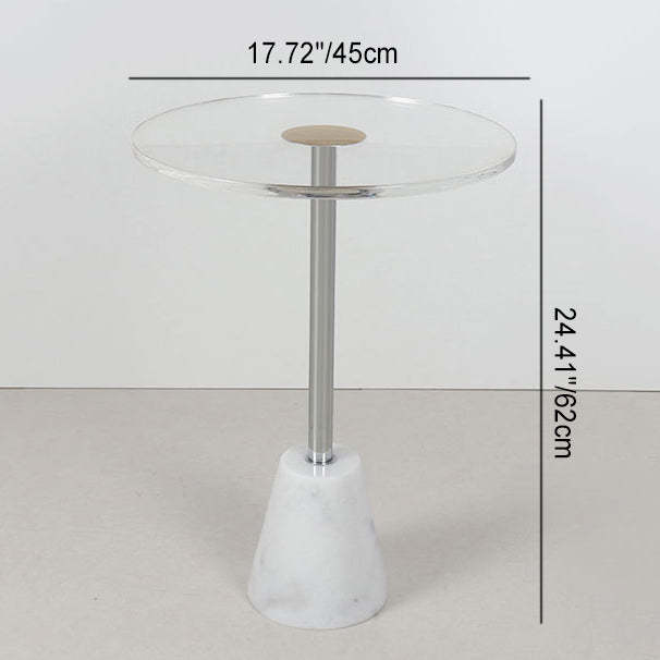 Modern Cylinder Cone Acrylic Marble End Table