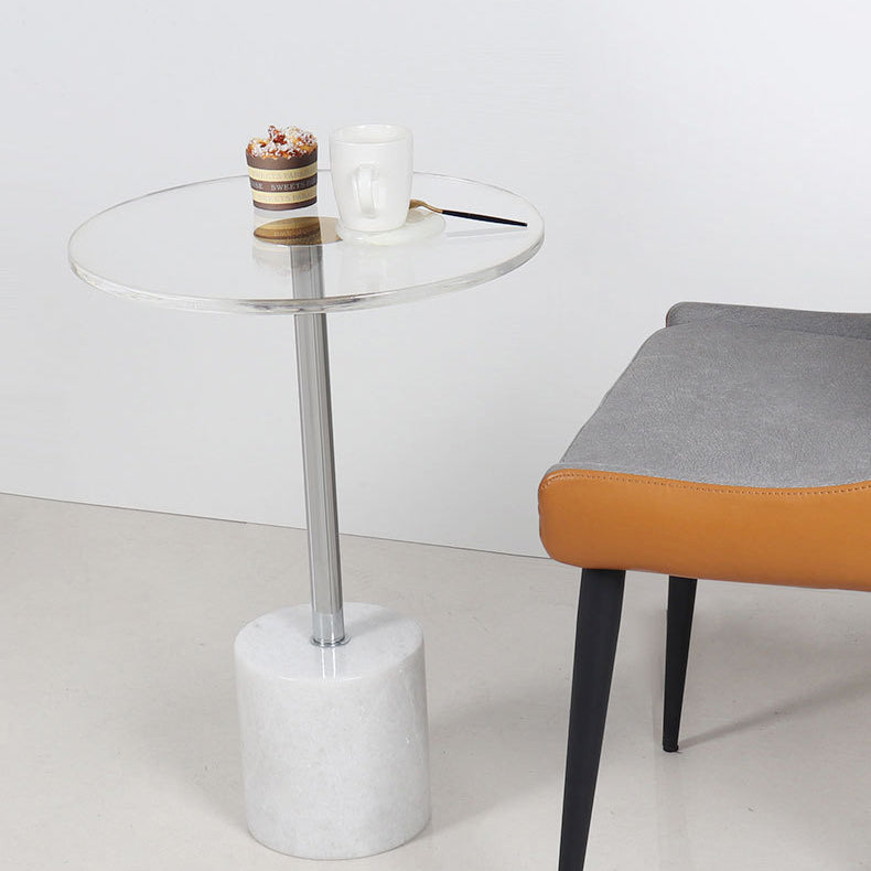 Modern Cylinder Cone Acrylic Marble End Table — Cylinder / White